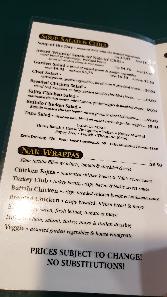 Menu Nak's Eatery & Drinkery-1