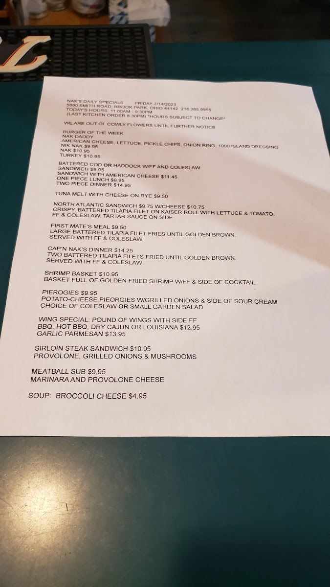 Menu Nak's Eatery & Drinkery-2